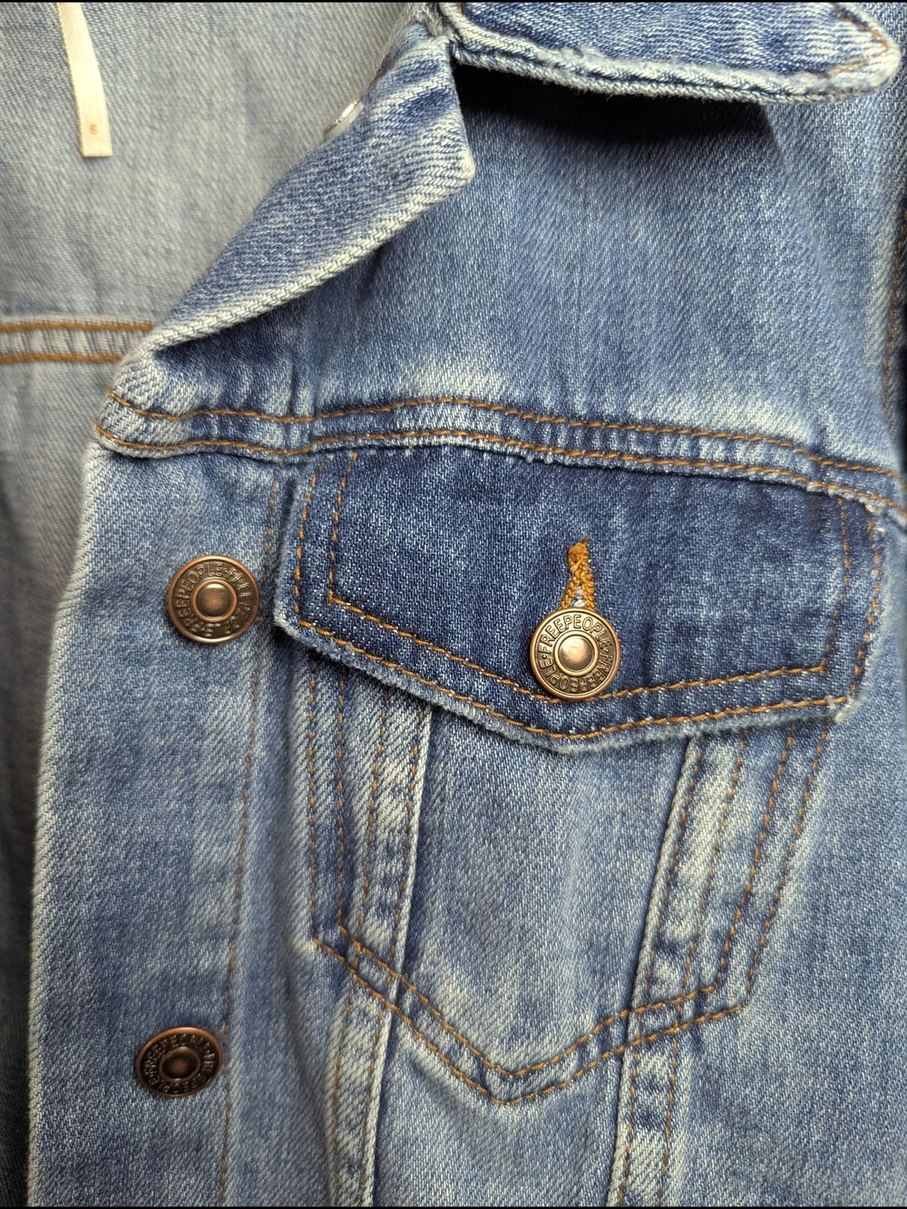 Free People Women's Size S Rumors Seamed Denim Indigo Acid Wash Blue Jacket - Picture 3 of 11